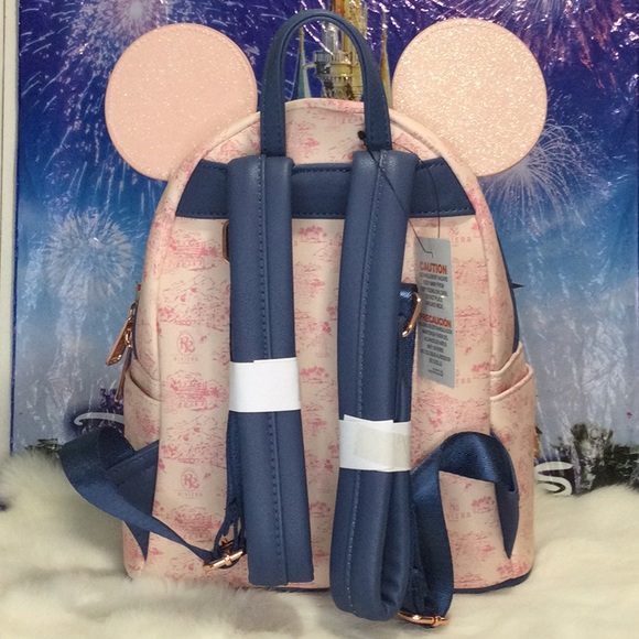 Disney parks riviera resort exclusive pink navy and rose gold debossed loungefly - Picture 3 of 3